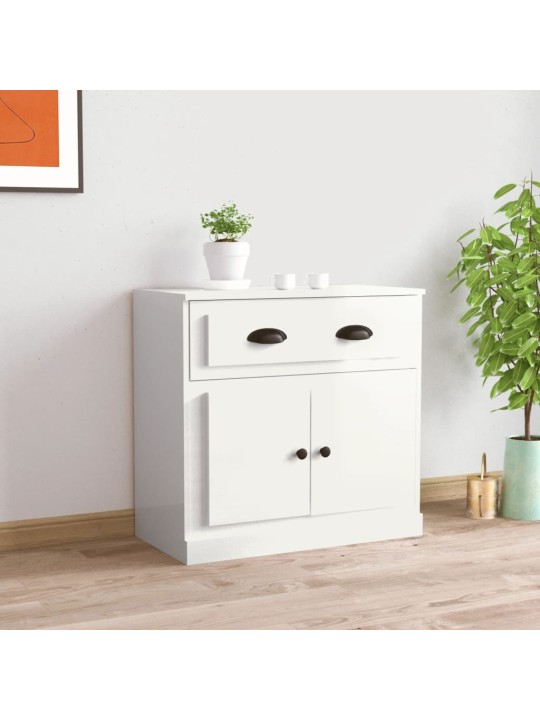 Příborník bílý vysoký lesk 70 x 35,5 x 67,5 cm kompozitní dřevo