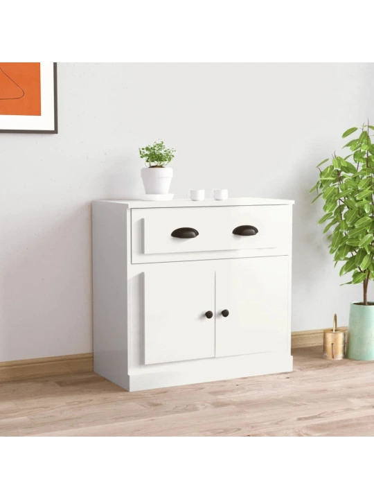 Příborník bílý vysoký lesk 70 x 35,5 x 67,5 cm kompozitní dřevo