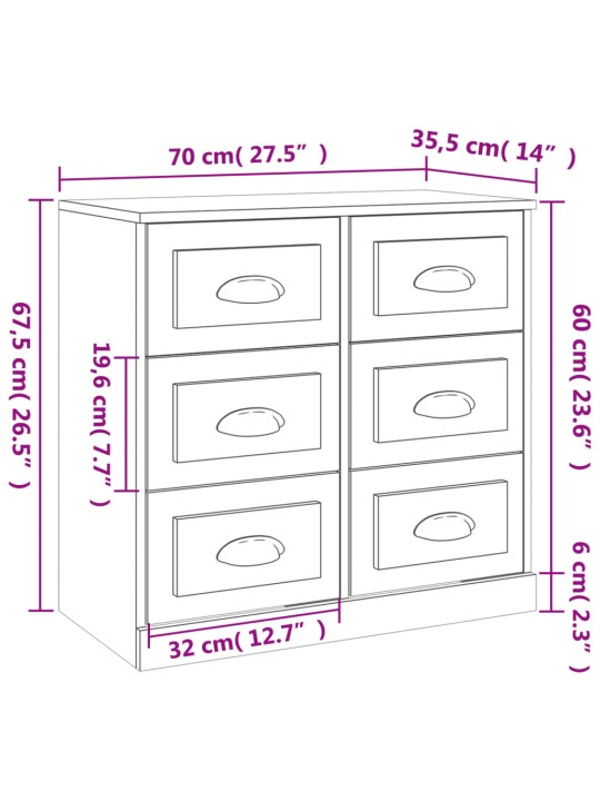 Příborník bílý vysoký lesk 70 x 35,5 x 67,5 cm kompozitní dřevo