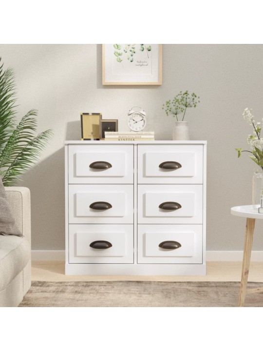 Příborník bílý vysoký lesk 70 x 35,5 x 67,5 cm kompozitní dřevo