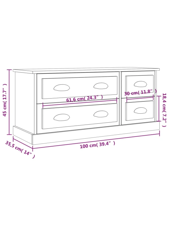 TV skříňka černá 100 x 35,5 x 45 cm kompozitní dřevo