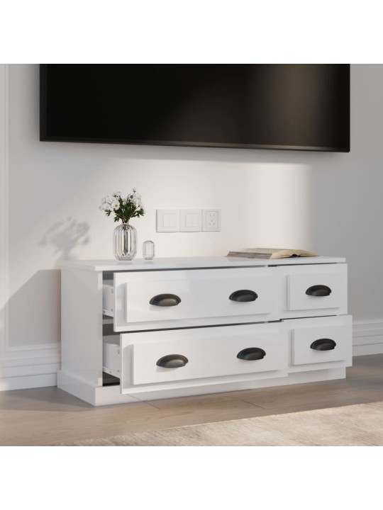 TV skříňka bílá vysoký lesk 100 x 35,5 x 45 cm kompozitní dřevo