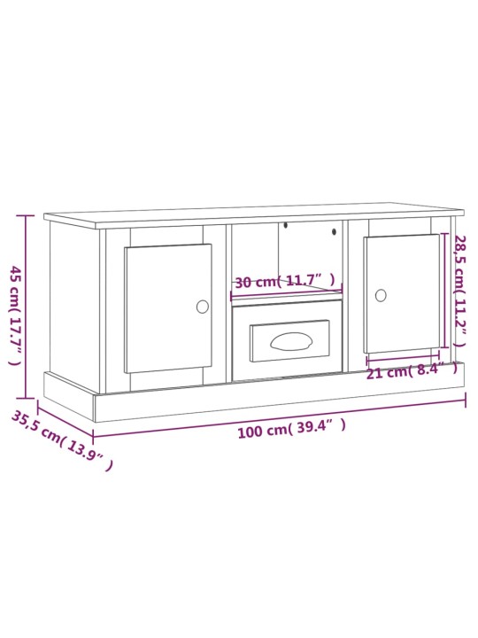 TV skříňka bílá 100 x 35,5 x 45 cm kompozitní dřevo