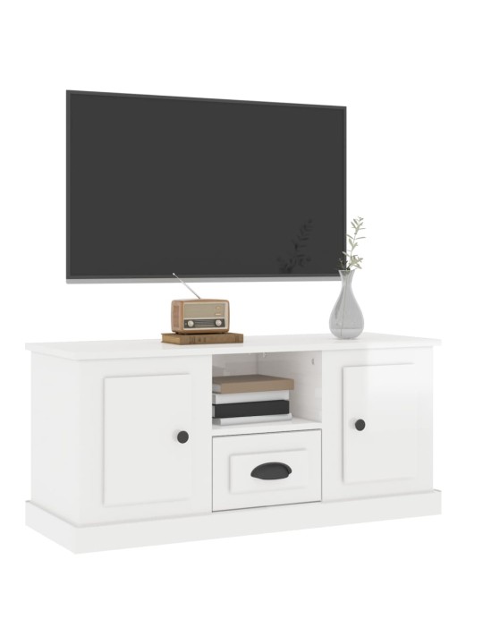 TV skříňka bílá vysoký lesk 100 x 35,5 x 45 cm kompozitní dřevo