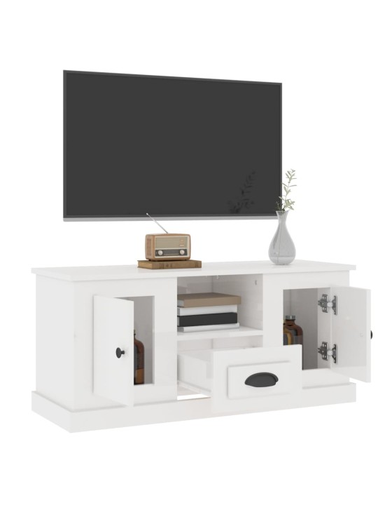TV skříňka bílá vysoký lesk 100 x 35,5 x 45 cm kompozitní dřevo
