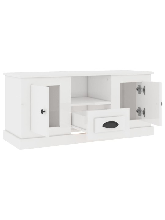 TV skříňka bílá vysoký lesk 100 x 35,5 x 45 cm kompozitní dřevo