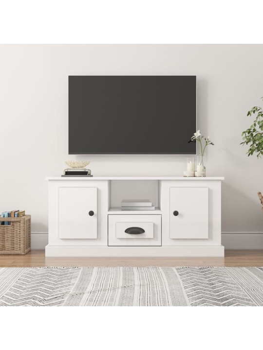 TV skříňka bílá vysoký lesk 100 x 35,5 x 45 cm kompozitní dřevo