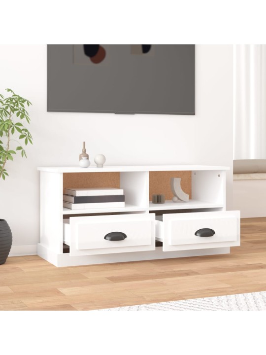 TV skříňka bílá s vysokým leskem 93x35,5x45 cm kompozitní dřevo