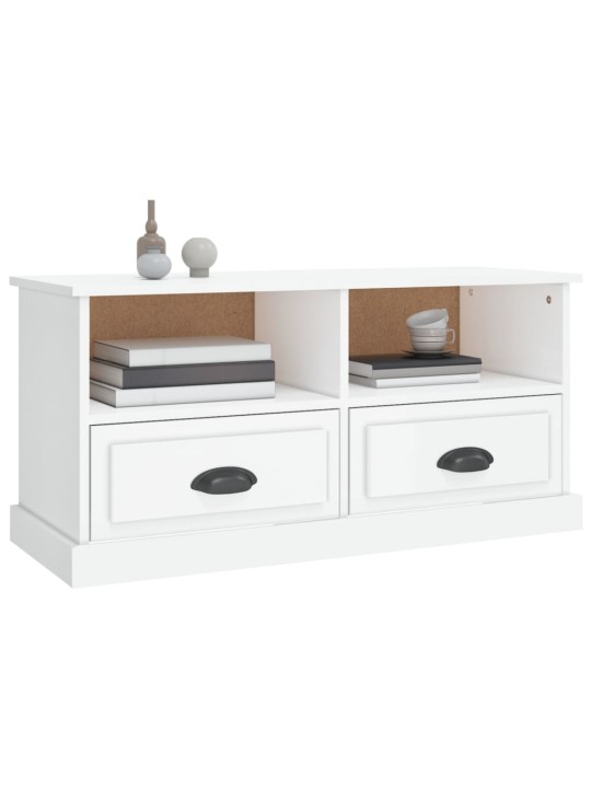TV skříňka bílá s vysokým leskem 93x35,5x45 cm kompozitní dřevo