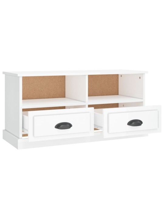 TV skříňka bílá s vysokým leskem 93x35,5x45 cm kompozitní dřevo