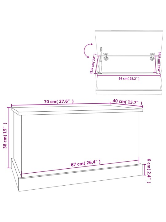 Úložný box černý 70 x 40 x 38 cm kompozitní dřevo