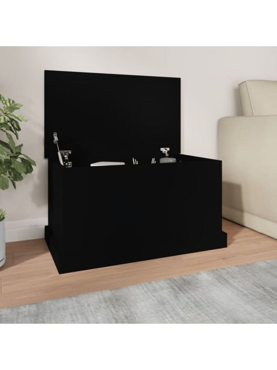 Úložný box černý 70 x 40 x 38 cm kompozitní dřevo