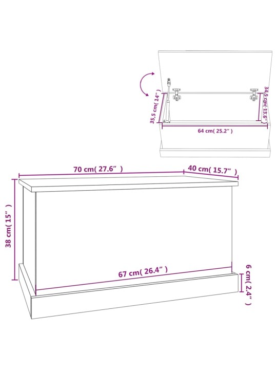 Úložný box šedý sonoma 70 x 40 x 38 cm kompozitní dřevo