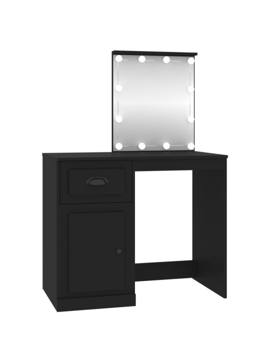 Toaletní stolek s LED černý 90 x 50 x 132,5 cm kompozitní dřevo