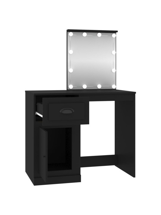 Toaletní stolek s LED černý 90 x 50 x 132,5 cm kompozitní dřevo