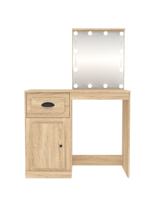 Toaletní stolek s LED dub sonoma 90 x 50 x 132,5 cm kompozit