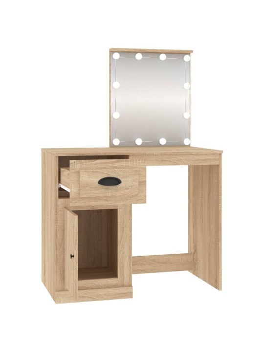 Toaletní stolek s LED dub sonoma 90 x 50 x 132,5 cm kompozit