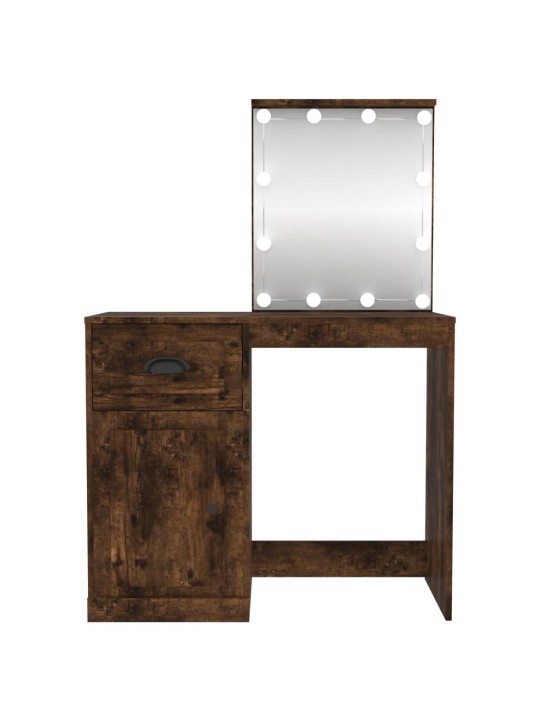 Toaletní stolek s LED kouřový dub 90 x 50 x 132,5 cm kompozit