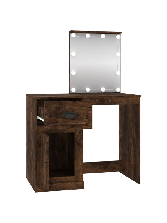 Toaletní stolek s LED kouřový dub 90 x 50 x 132,5 cm kompozit