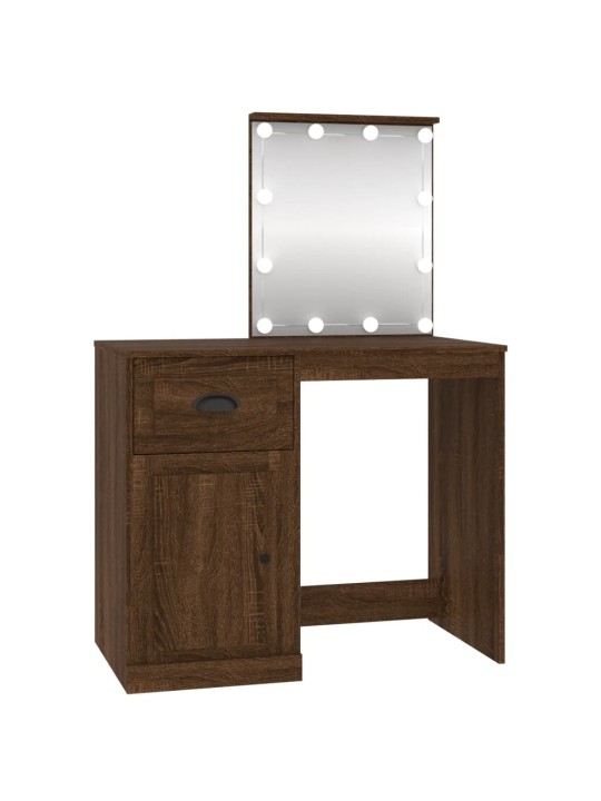 Toaletní stolek s LED hnědý dub 90 x 50 x 132,5 cm kompozit