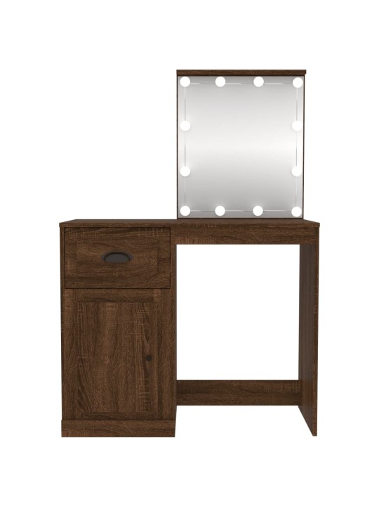 Toaletní stolek s LED hnědý dub 90 x 50 x 132,5 cm kompozit