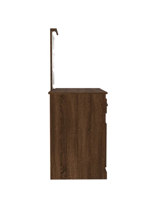 Toaletní stolek s LED hnědý dub 90 x 50 x 132,5 cm kompozit