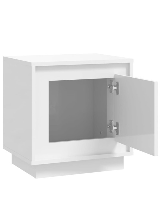 Noční stolek bílý s vysokým leskem 44x35x45 cm kompozitní dřevo