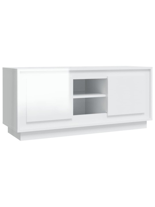 TV skříňka bílá s vysokým leskem 102x35x45 cm kompozitní dřevo