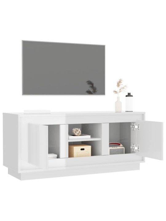 TV skříňka bílá s vysokým leskem 102x35x45 cm kompozitní dřevo