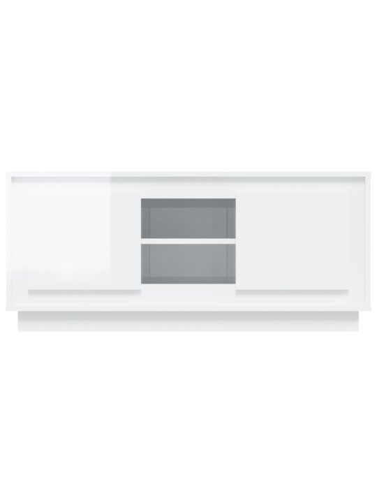 TV skříňka bílá s vysokým leskem 102x35x45 cm kompozitní dřevo