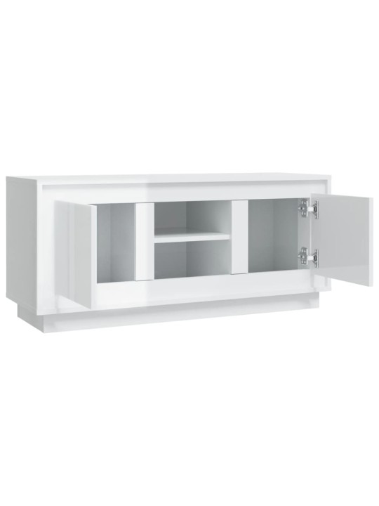 TV skříňka bílá s vysokým leskem 102x35x45 cm kompozitní dřevo