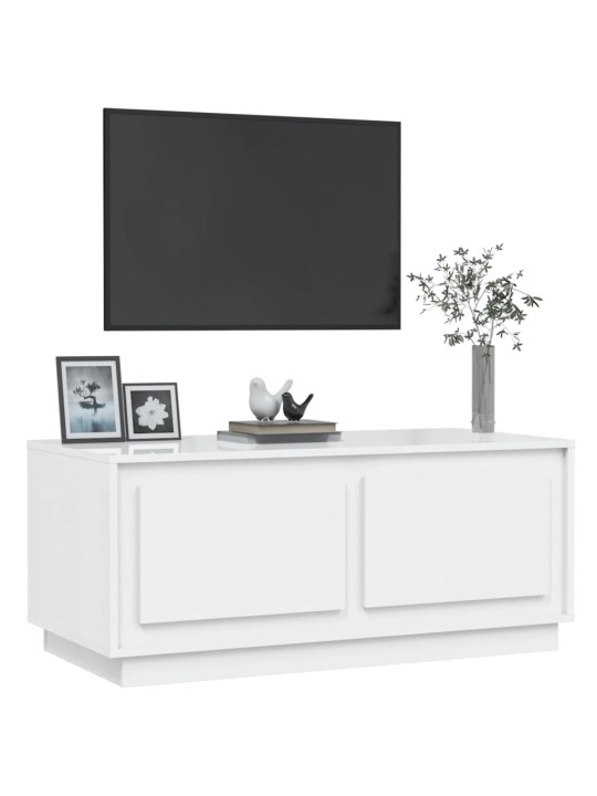 Konferenční stolek lesklý bílý 102x50x44 cm kompozitní dřevo