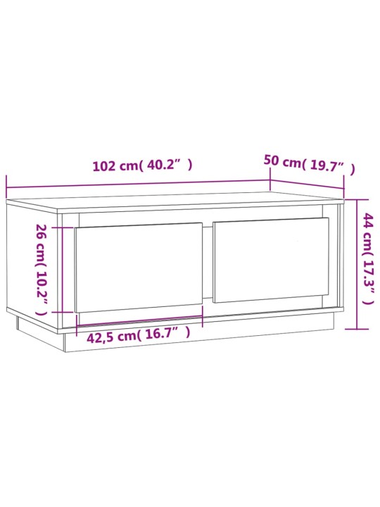 Konferenční stolek lesklý bílý 102x50x44 cm kompozitní dřevo