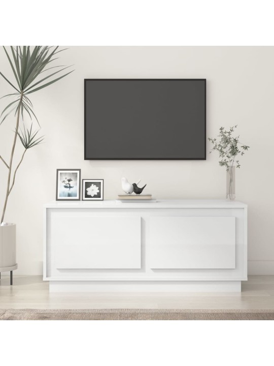 Konferenční stolek lesklý bílý 102x50x44 cm kompozitní dřevo