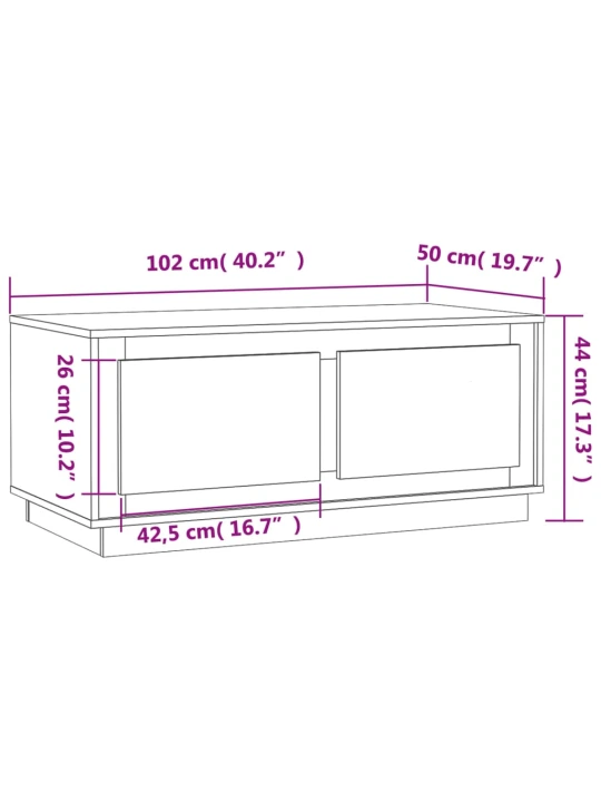 Konferenční stolek hnědý dub 102 x 50 x 44 cm kompozitní dřevo