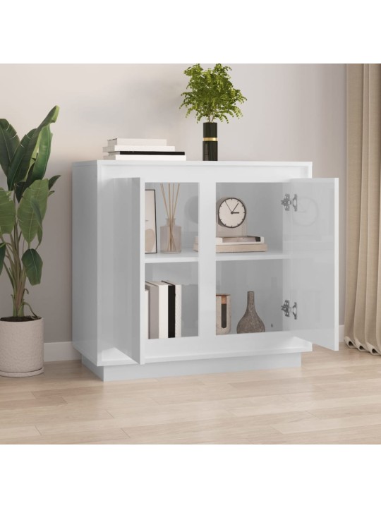 Příborník bílý s vysokým leskem 80x34x75 cm kompozitní dřevo