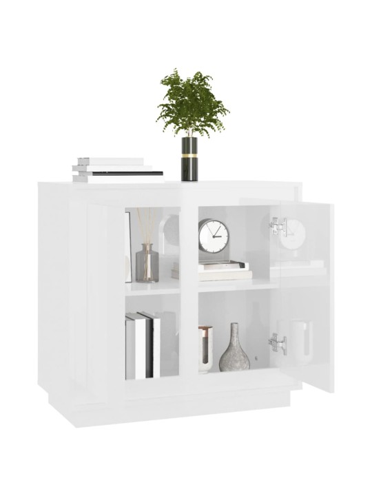 Příborník bílý s vysokým leskem 80x34x75 cm kompozitní dřevo