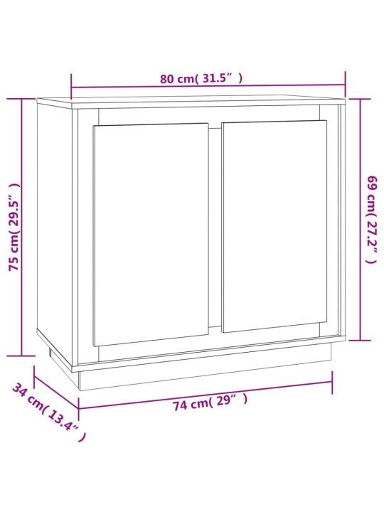 Příborník bílý s vysokým leskem 80x34x75 cm kompozitní dřevo