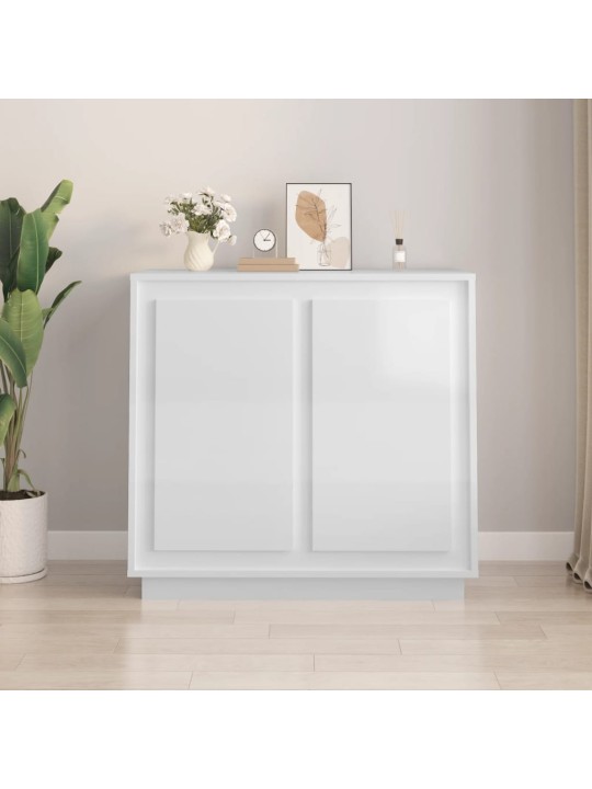 Příborník bílý s vysokým leskem 80x34x75 cm kompozitní dřevo
