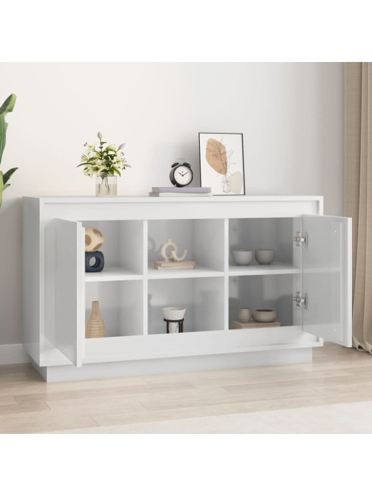 Příborník bílý s vysokým leskem 102x35x60 cm kompozitní dřevo