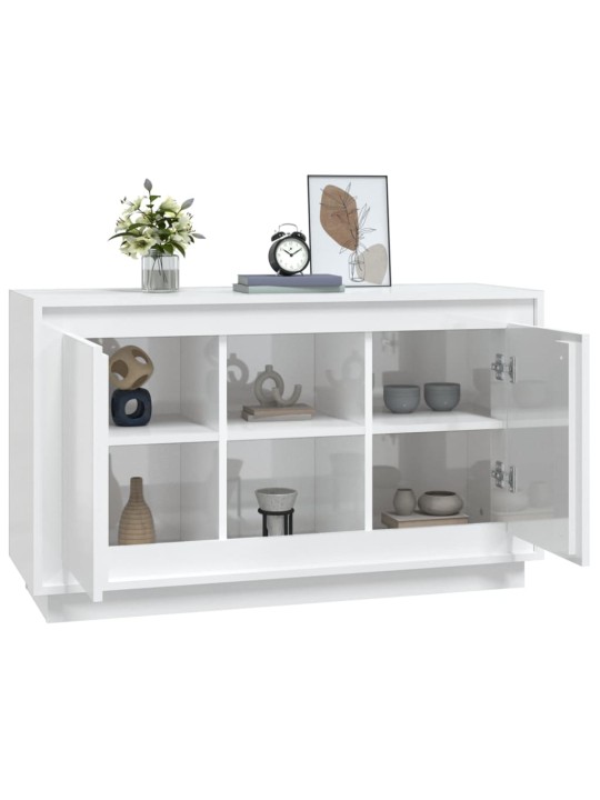 Příborník bílý s vysokým leskem 102x35x60 cm kompozitní dřevo