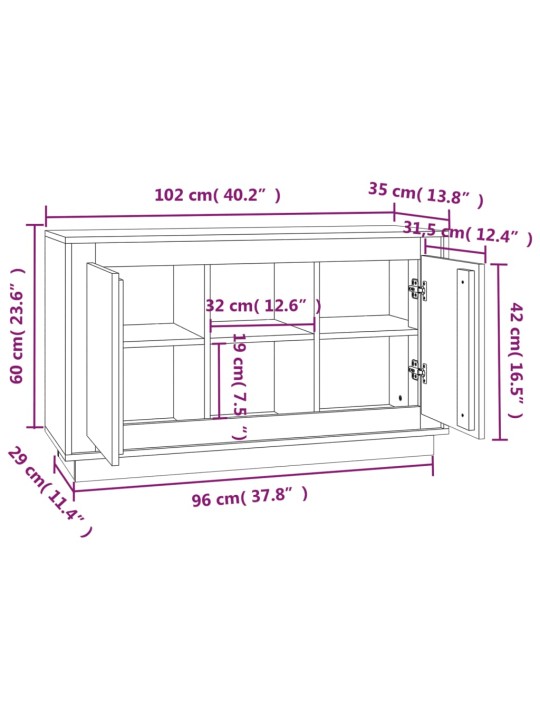 Příborník bílý s vysokým leskem 102x35x60 cm kompozitní dřevo