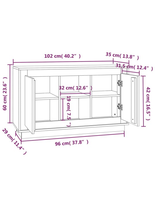 Příborník betonově šedý 102 x 35 x 60 cm kompozitní dřevo