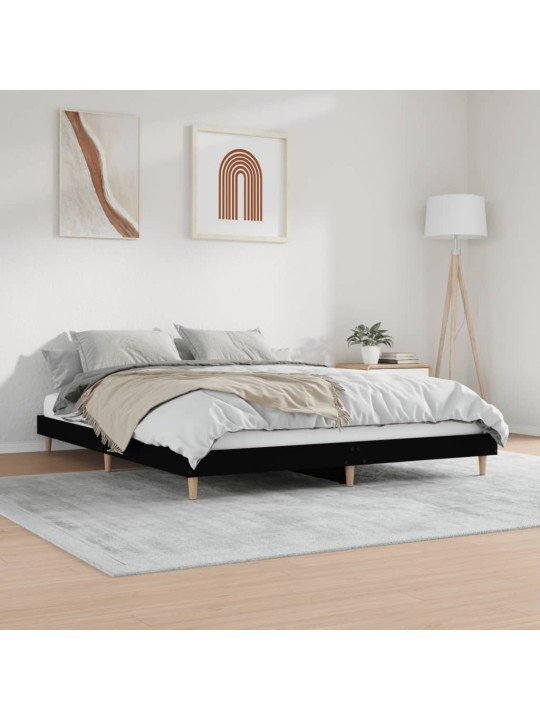 Rám postele černý 200 x 200 cm kompozitní dřevo