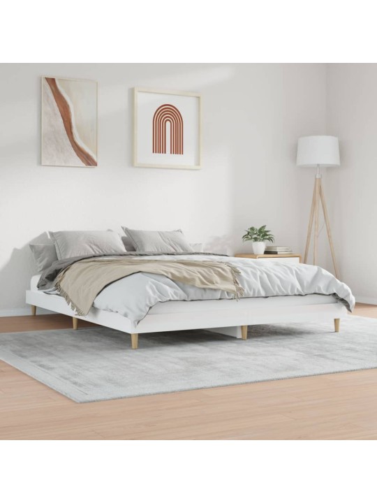 Rám postele bílý s vysokým leskem 200 x 200 cm kompozitní dřevo