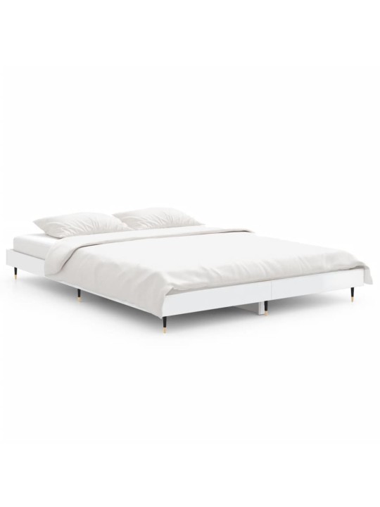 Rám postele bílý s vysokým leskem 140 x 190 cm kompozitní dřevo
