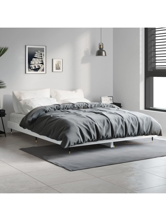 Rám postele bílý s vysokým leskem 140 x 190 cm kompozitní dřevo