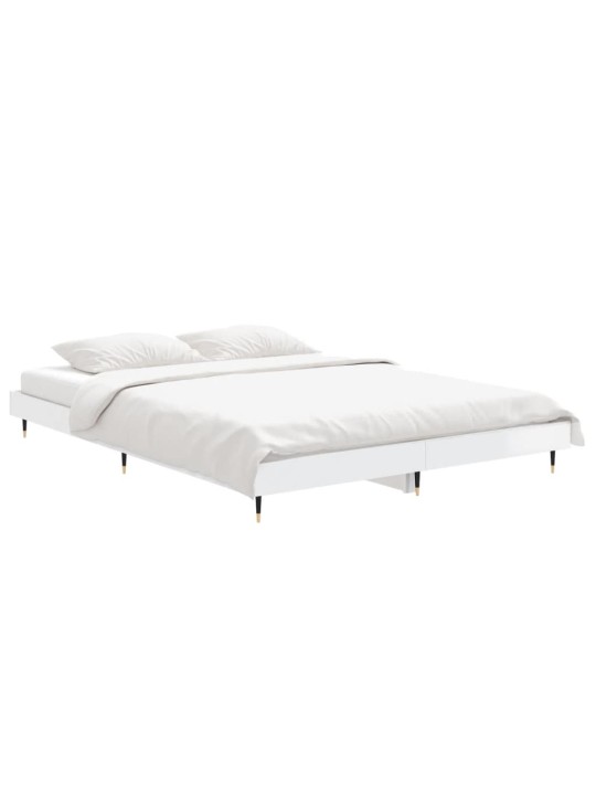 Rám postele bílý s vysokým leskem 140 x 190 cm kompozitní dřevo