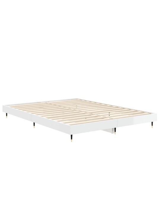 Rám postele bílý s vysokým leskem 140 x 190 cm kompozitní dřevo