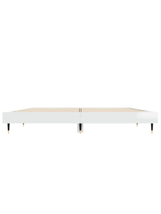 Rám postele bílý s vysokým leskem 140 x 190 cm kompozitní dřevo